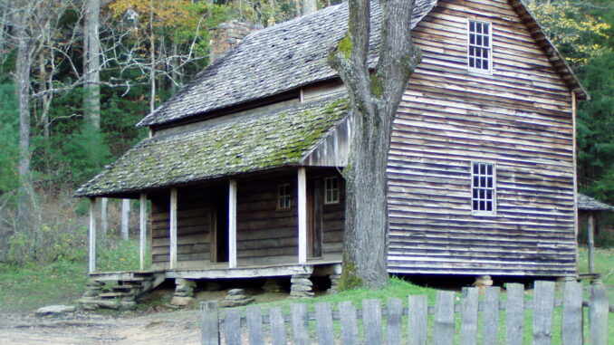 Cades Cove historic wooden 19th century log home